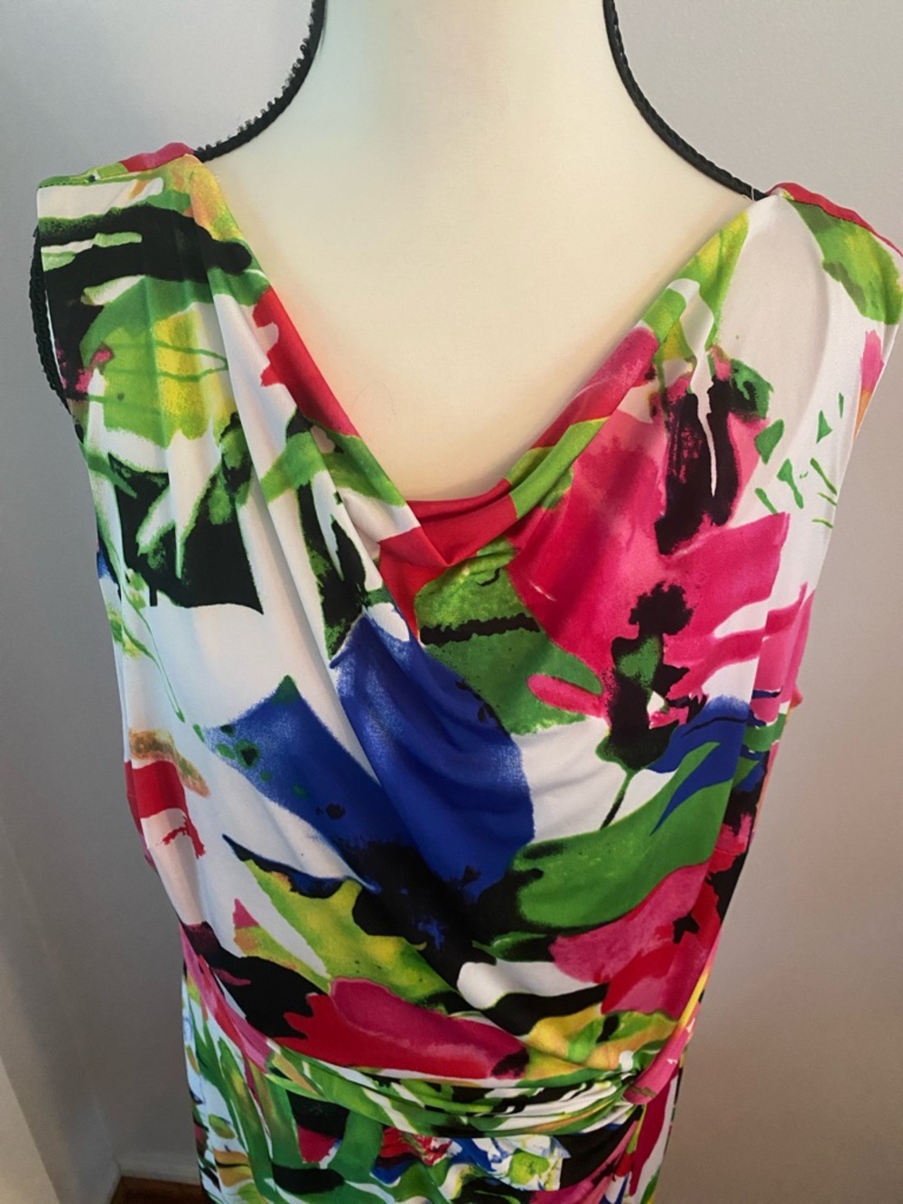 Ralph Lauren size 14W drap neckline colorful dress - Picture 2 of 9